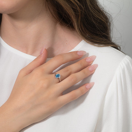 Blue Topaz Ring in 10K White Gold