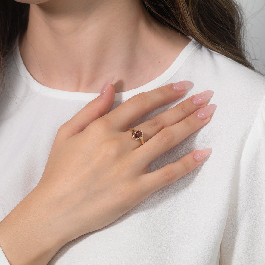 Garnet Ring in 10K Yellow Gold Ann Louise Jewellers