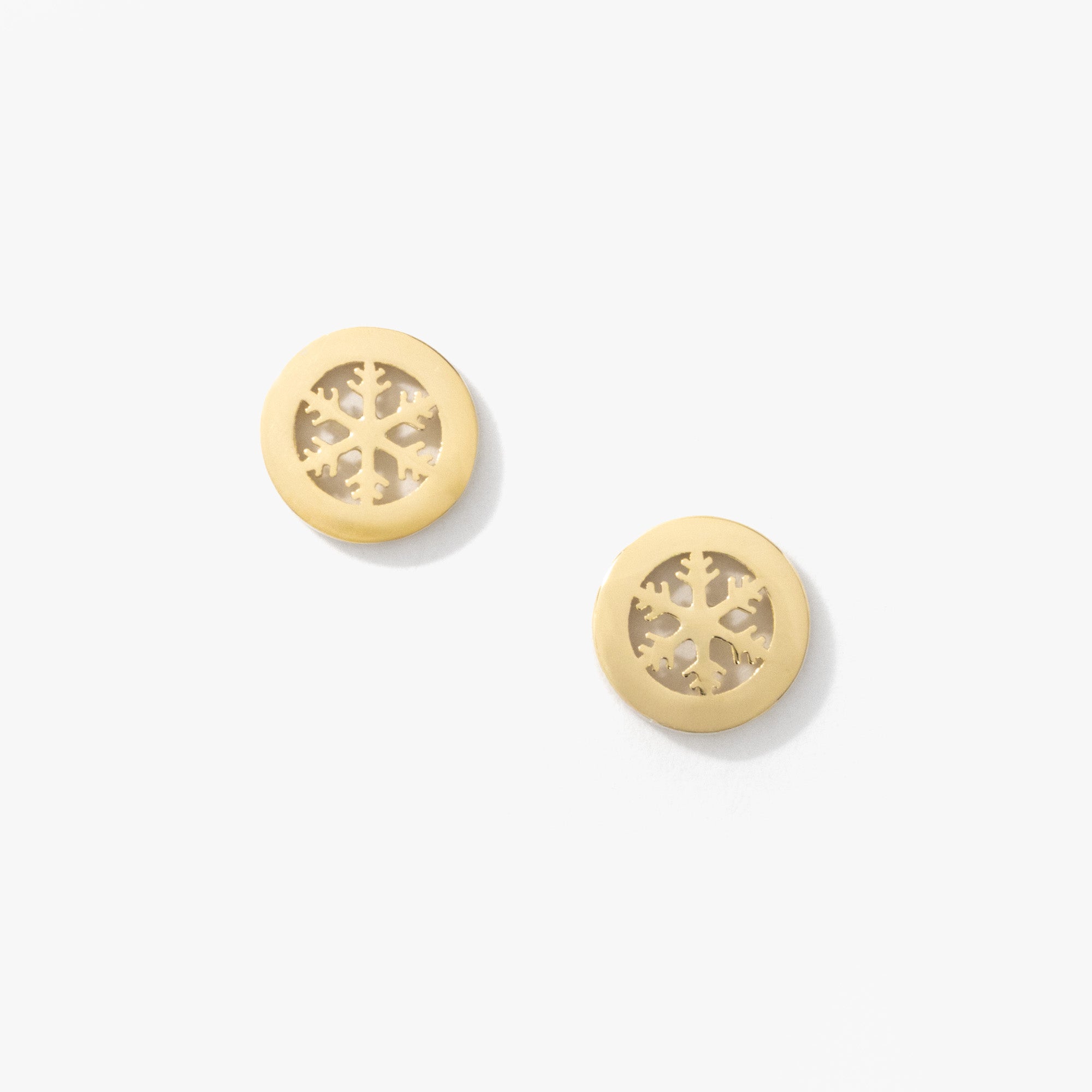 Snowflake Stud Earrings in 10K Yellow Gold