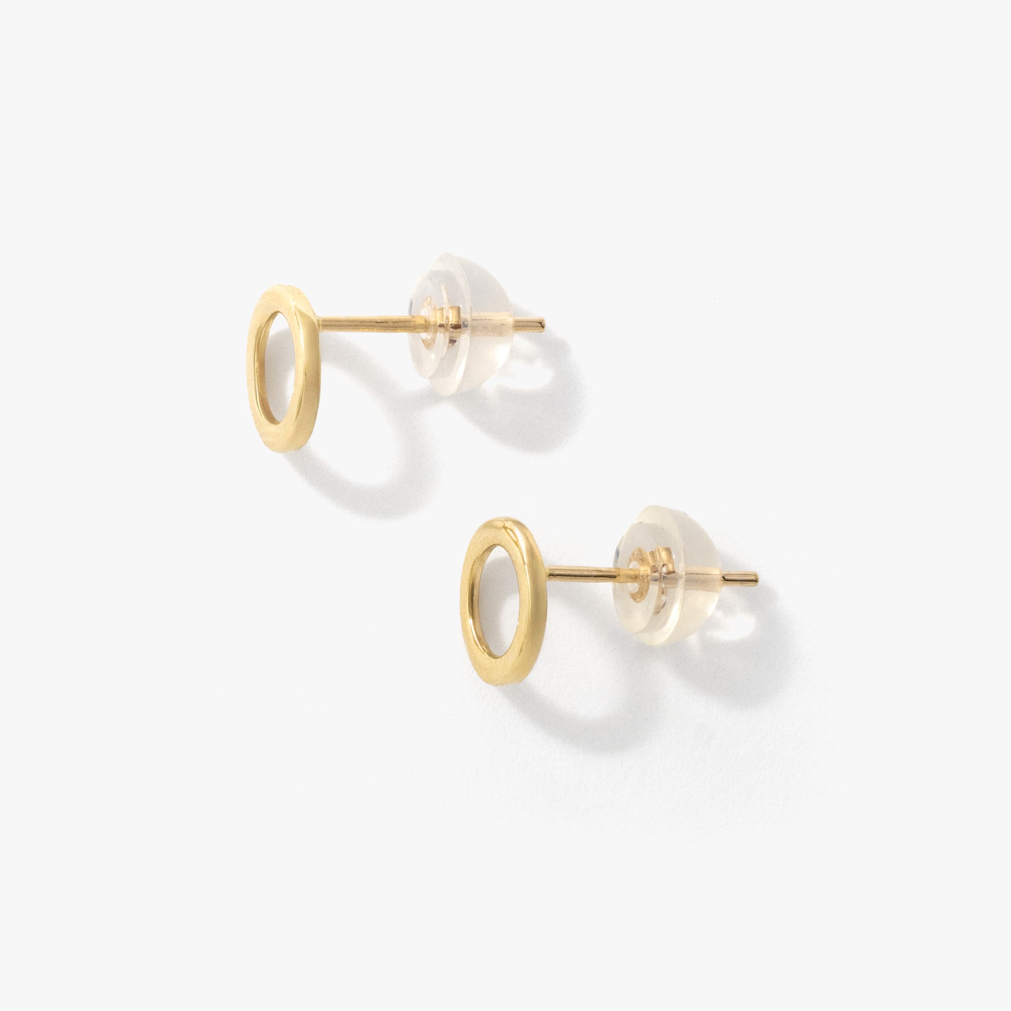 Circle Stud Earrings in 10K Yellow Gold