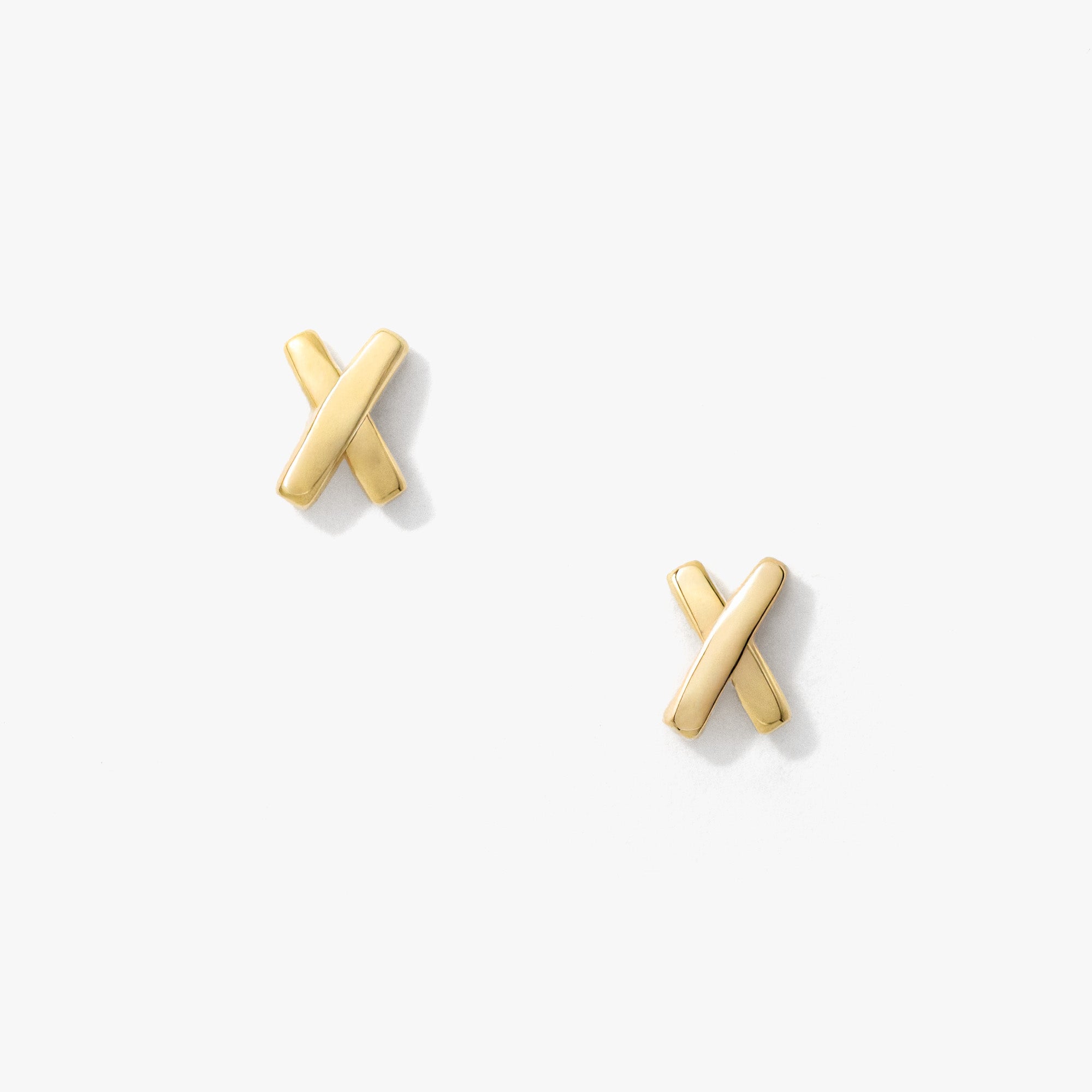 X Stud Earrings in 10K Yellow Gold