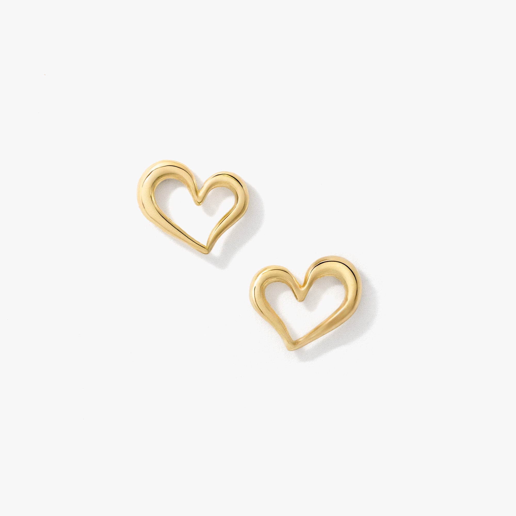 Heart Stud Earrings in 10K Yellow Gold