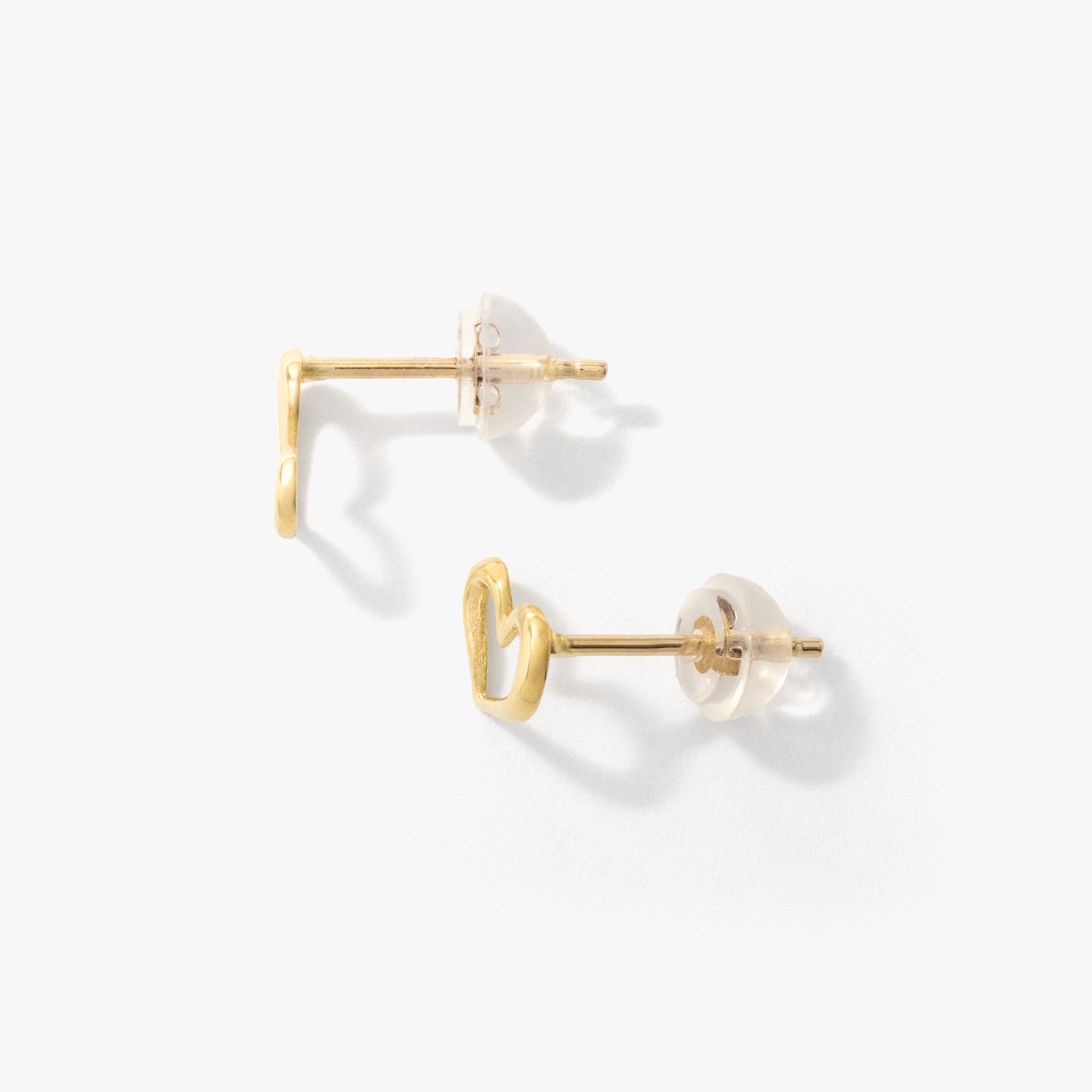 Heart Stud Earrings in 10K Yellow Gold