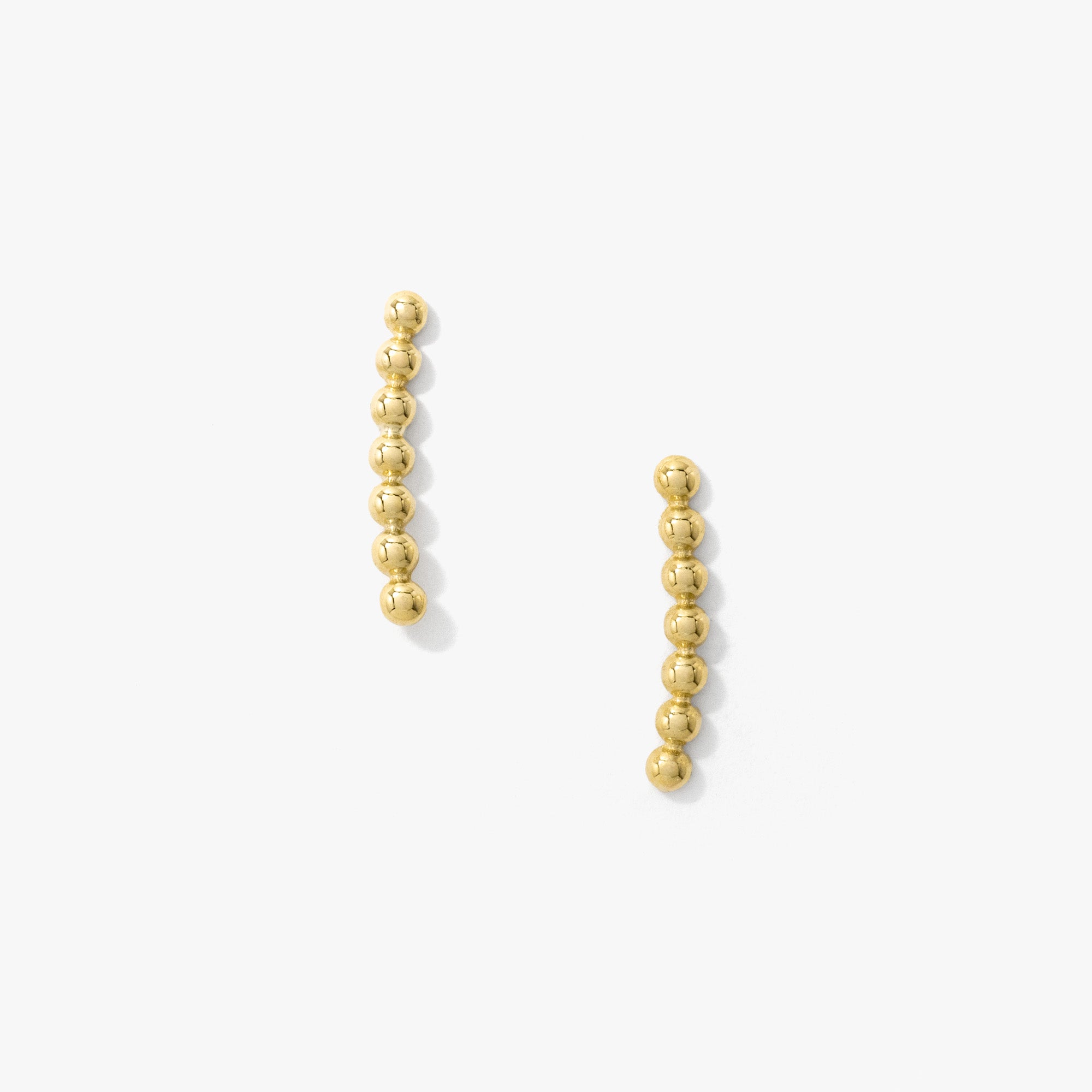 Link Bead Stud Earrings in 10K Yellow Gold