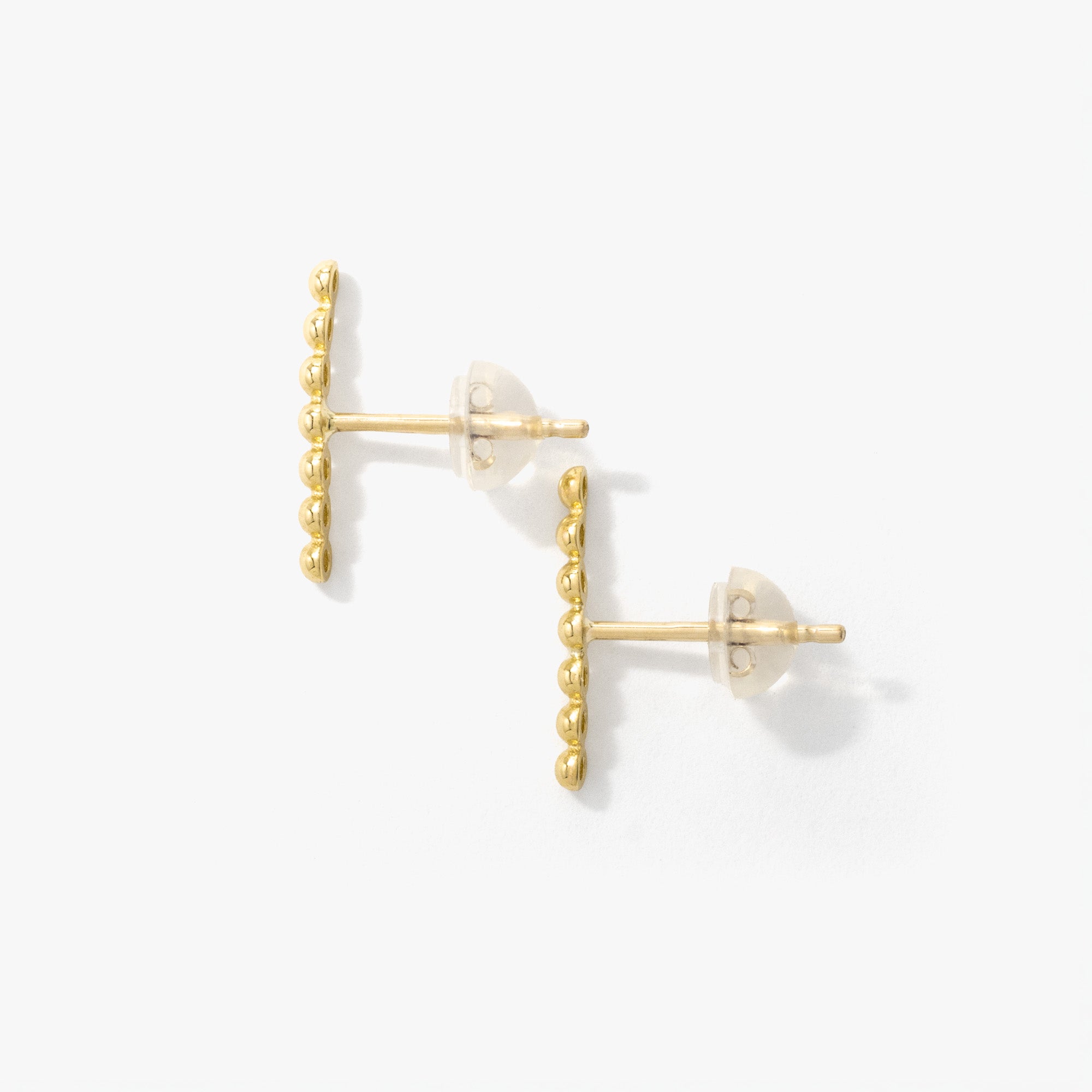 Link Bead Stud Earrings in 10K Yellow Gold