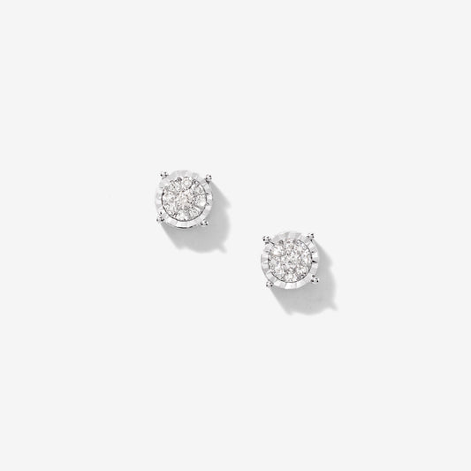Diamond Cluster Stud Earrings in 10K White Gold (0.16 ct tw)