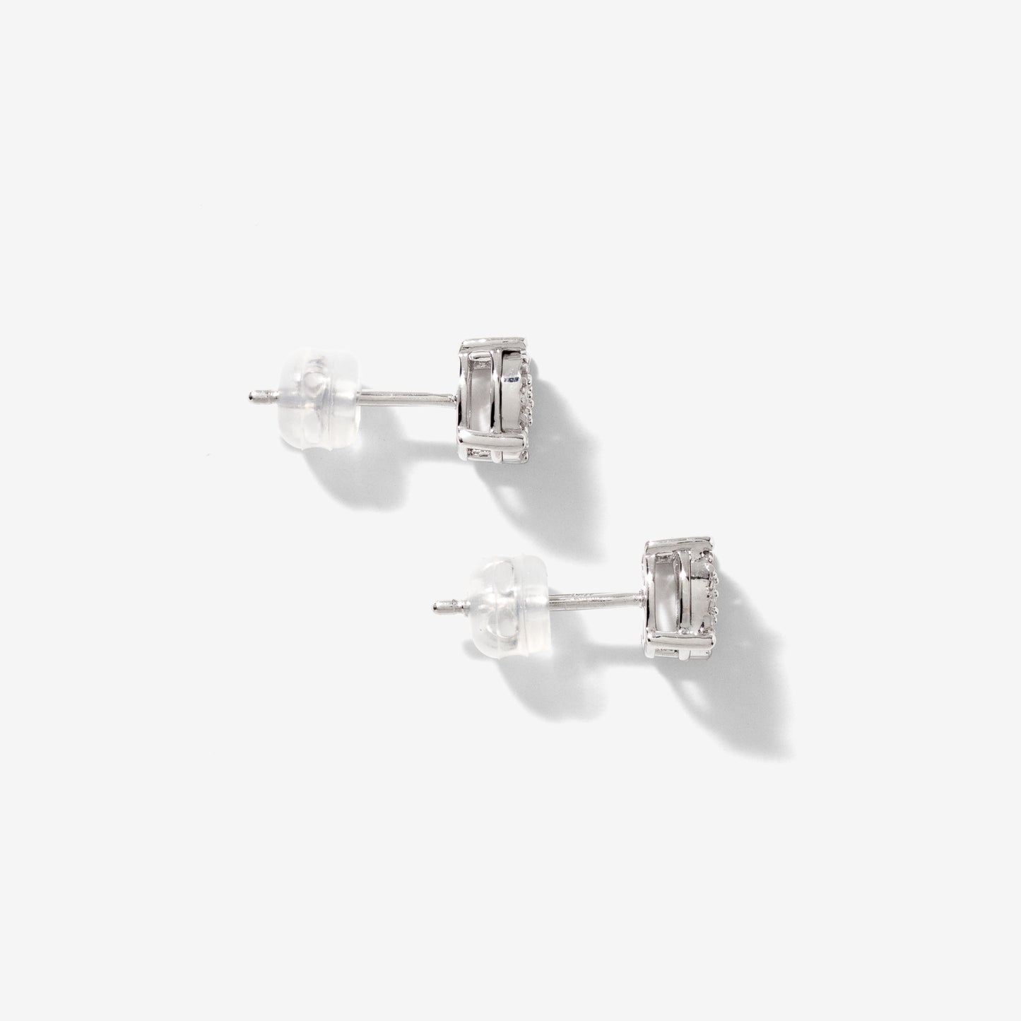 Diamond Cluster Stud Earrings in 10K White Gold (0.16 ct tw)