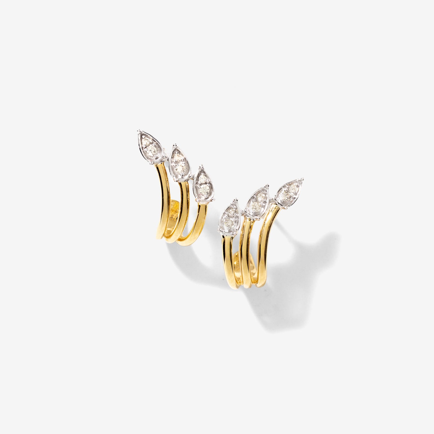 Diamond Cluster Hook Earrings in 10K Yellow and White Gold (0.07 ct tw)