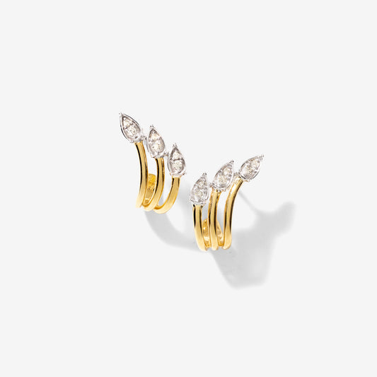Diamond Cluster Hook Earrings in 10K Yellow and White Gold (0.07 ct tw)