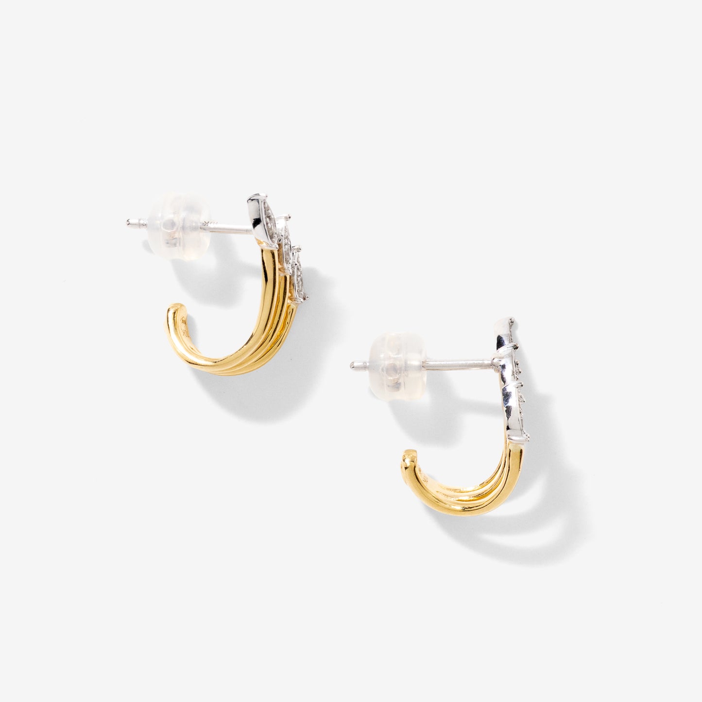 Diamond Cluster Hook Earrings in 10K Yellow and White Gold (0.07 ct tw)