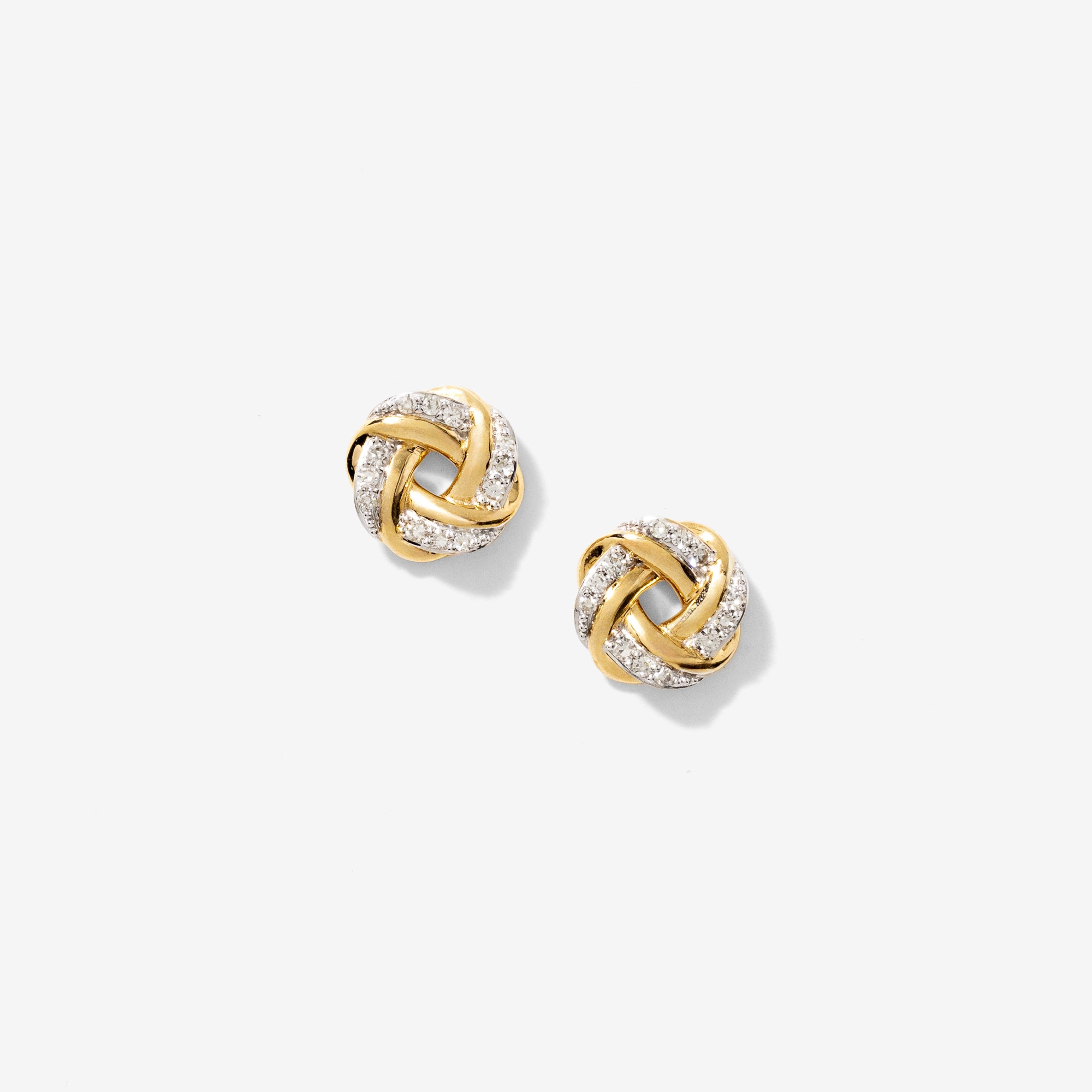 Diamond Love Knot Stud Earrings in 10K Yellow Gold ct tw