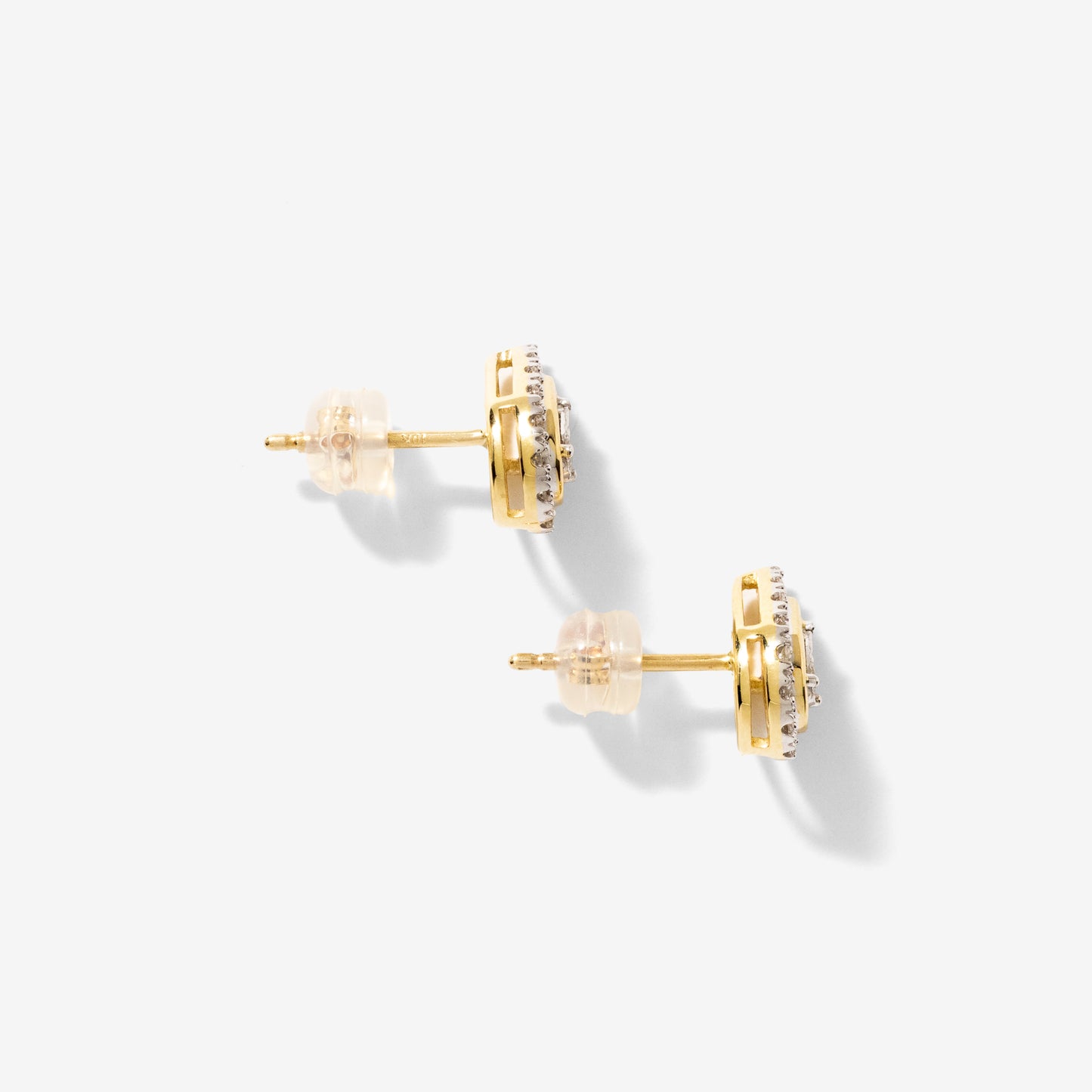 Pear Shape Diamond Halo Stud Earrings in 10K Yellow Gold (0.20 ct tw)