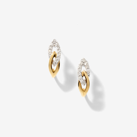 Diamond Knot Hook Earring in 10K Yellow and White Gold (0.15 ct tw)