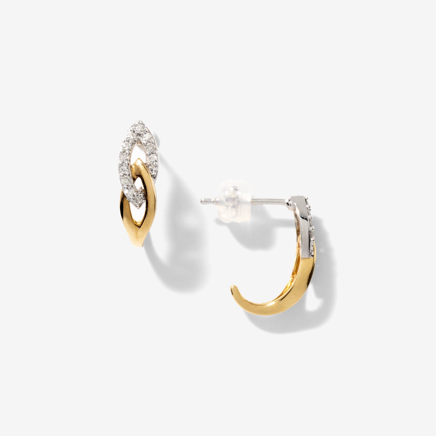 Diamond Knot Hook Earring in 10K Yellow and White Gold (0.15 ct tw)