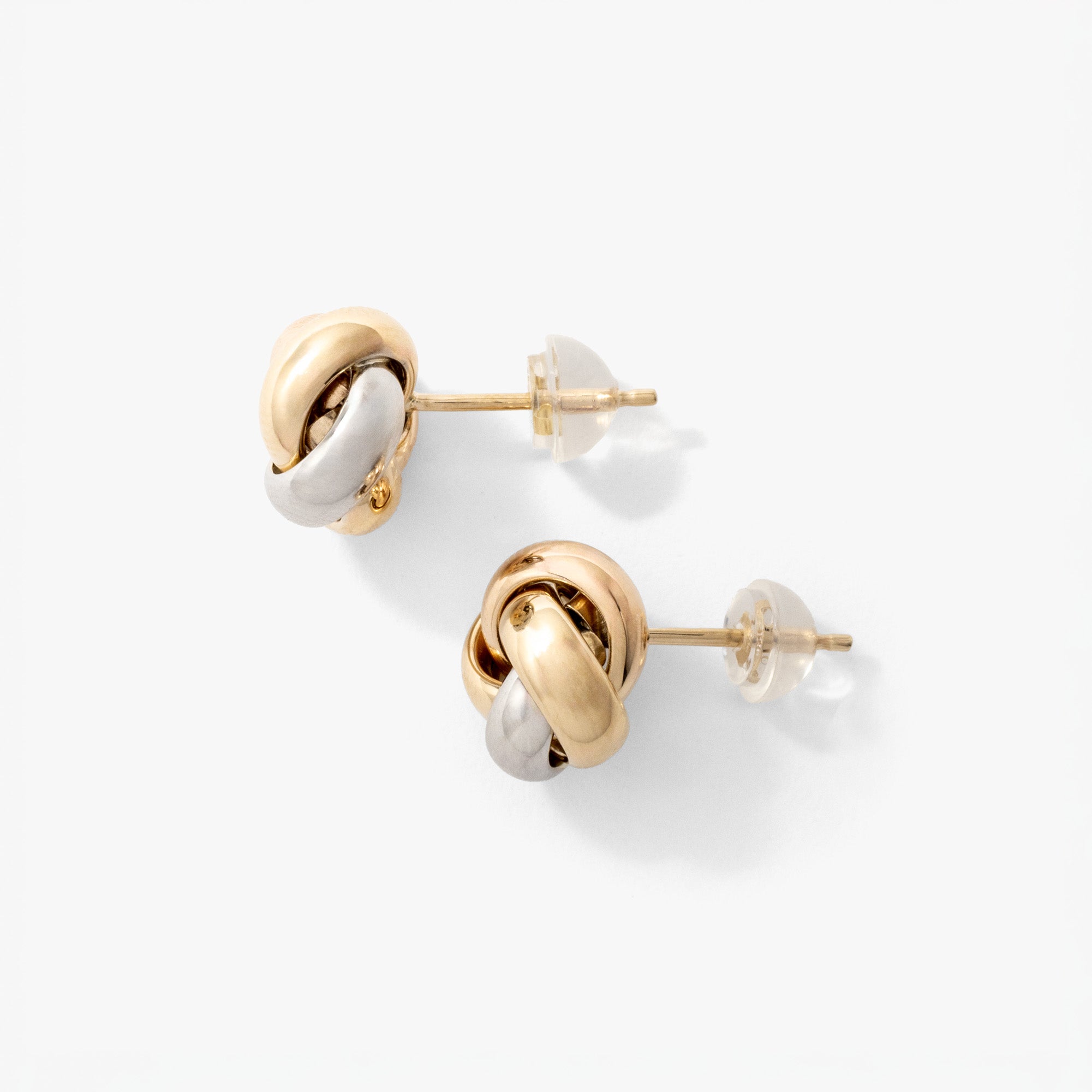 Love Knot Stud Earrings in 10K Yellow White and Rose Gold