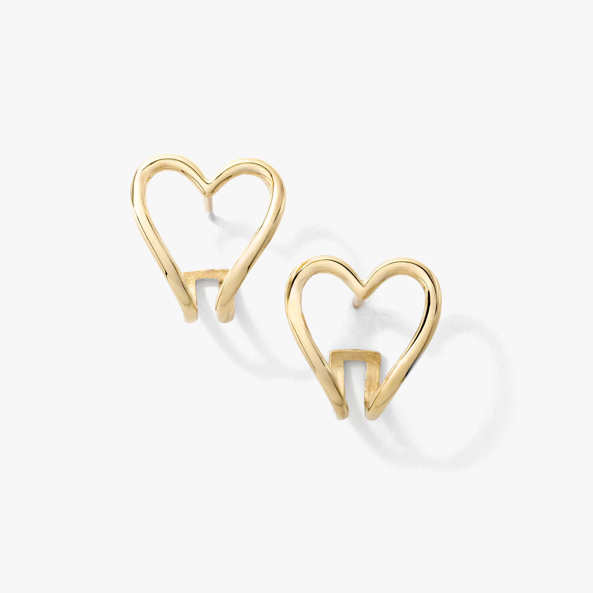 Heart Stud Earrings in 10K Yellow Gold