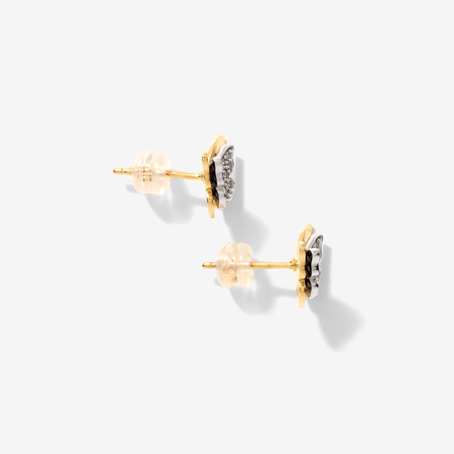 Diamond Butterfly Earrings in 10K Yellow and White Gold (0.13 ct tw)