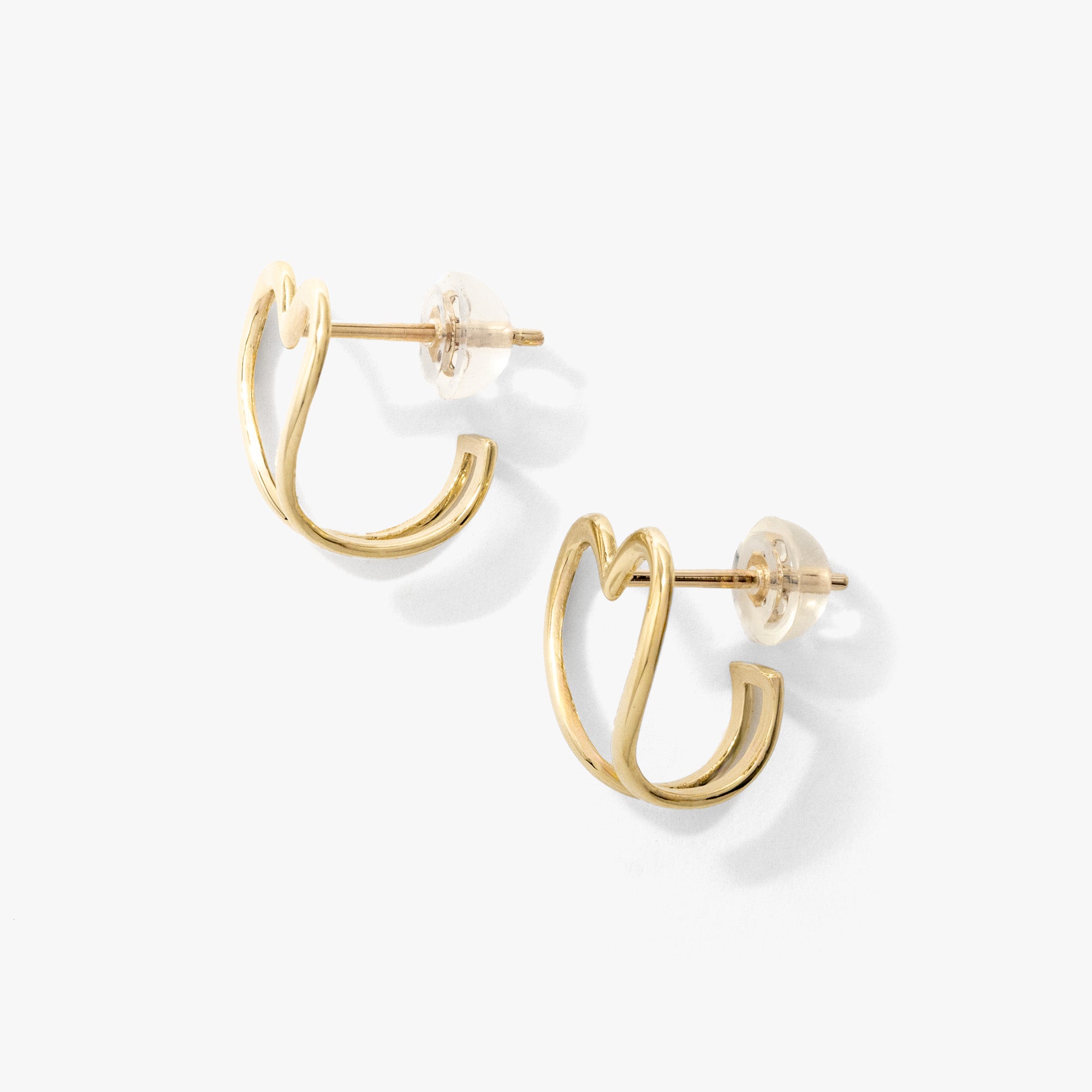Heart Stud Earrings in 10K Yellow Gold