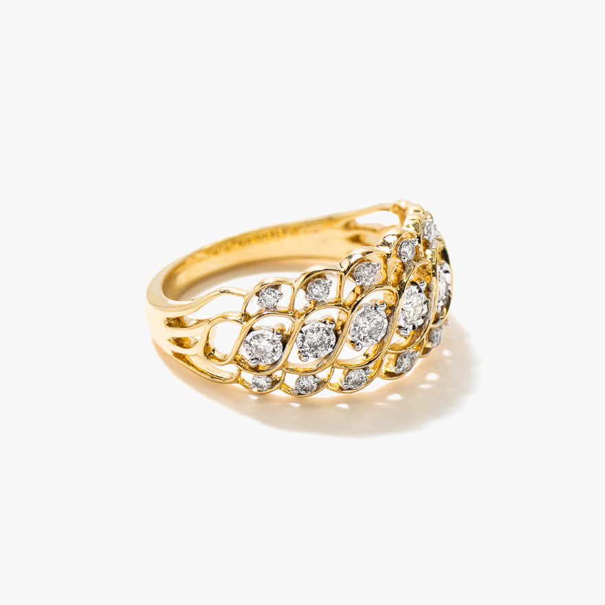 Diamond Cluster Dinner Ring in 10K Yellow and White Gold (0.38 ct tw)