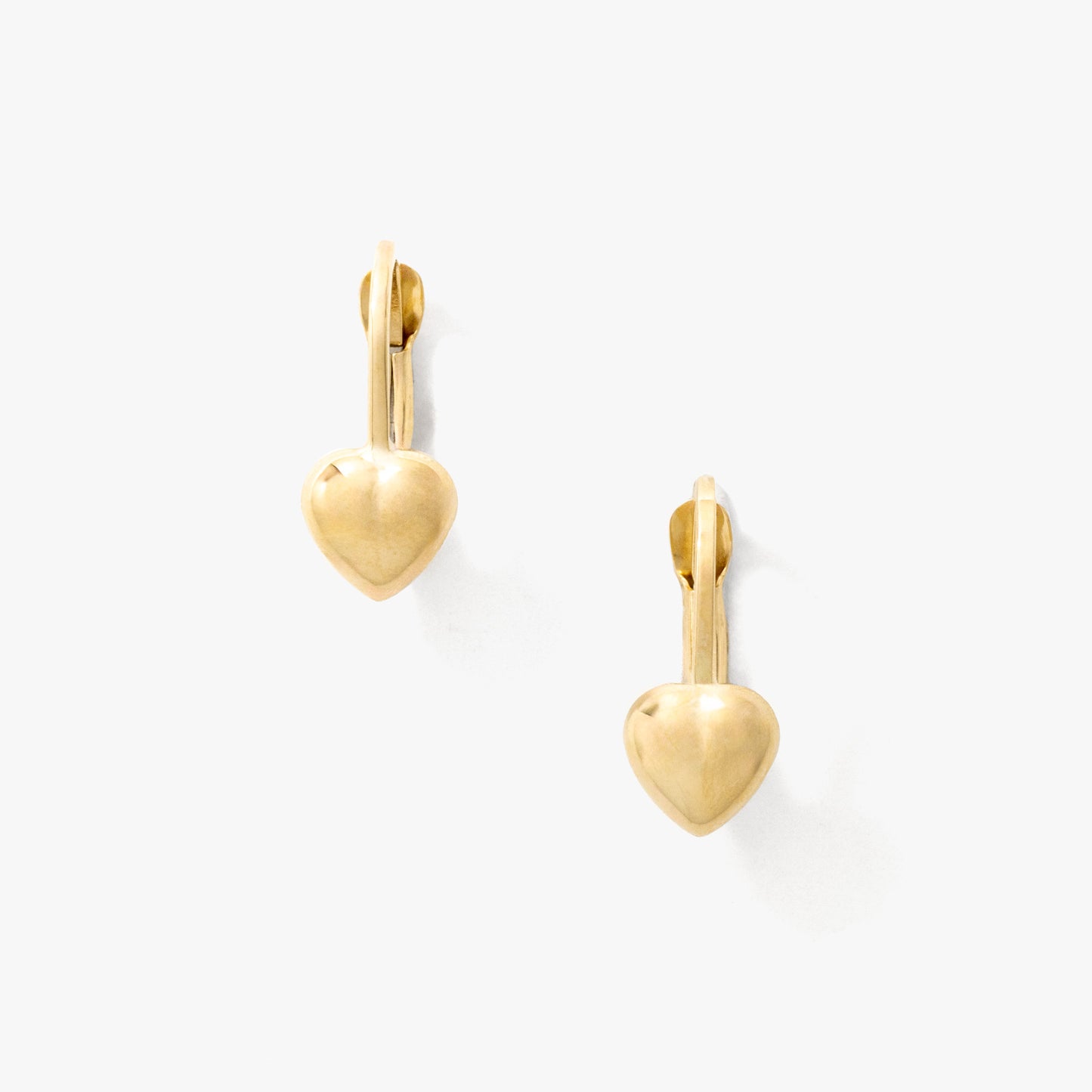 Heart Leverback Earrings in 10K Yellow Gold