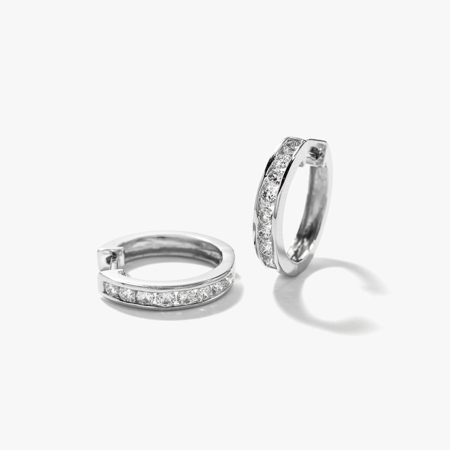 Channel Set Hoop Diamond Earrings in 10K White Gold (0.70ct tw)