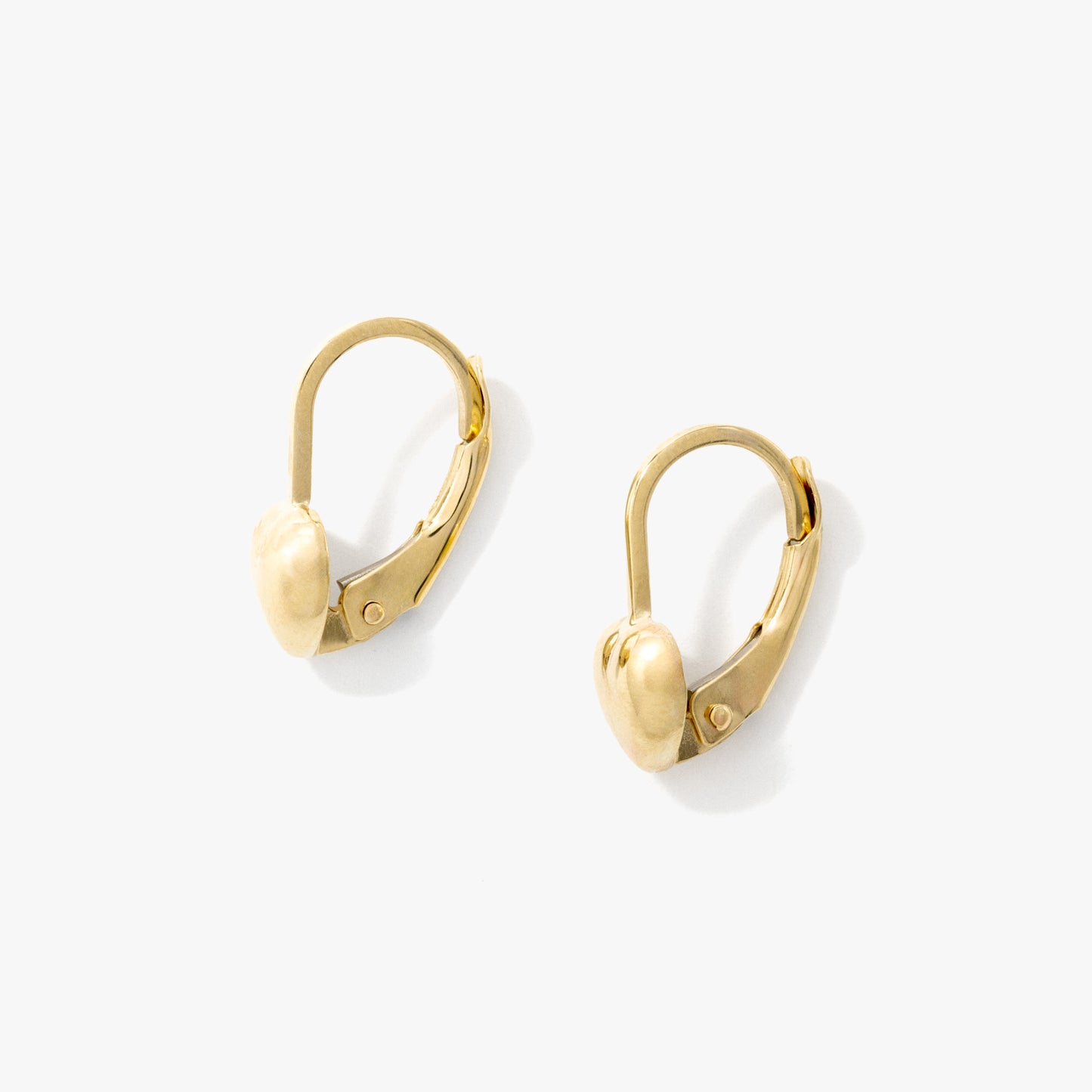 Heart Leverback Earrings in 10K Yellow Gold