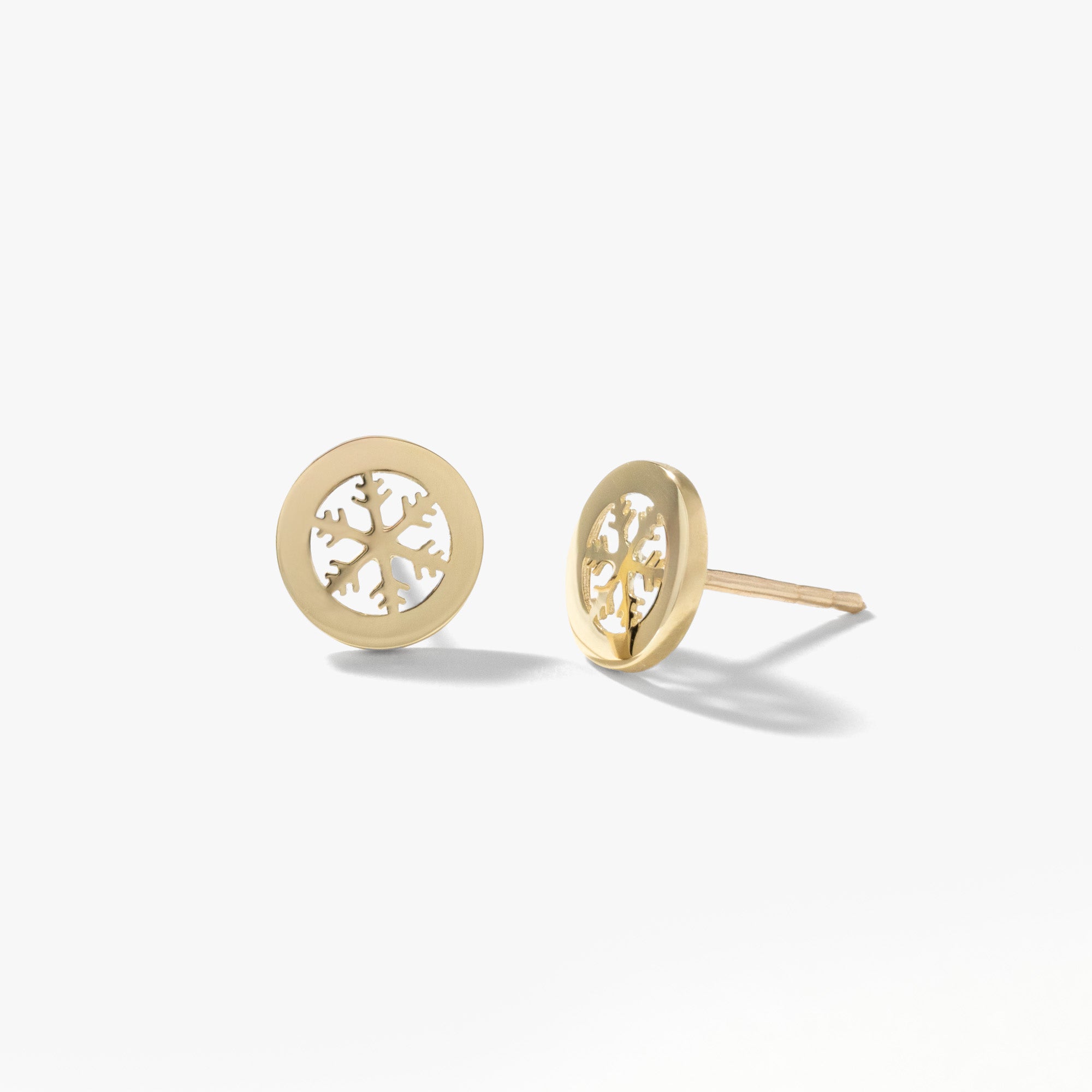 Snowflake Stud Earrings in 10K Yellow Gold