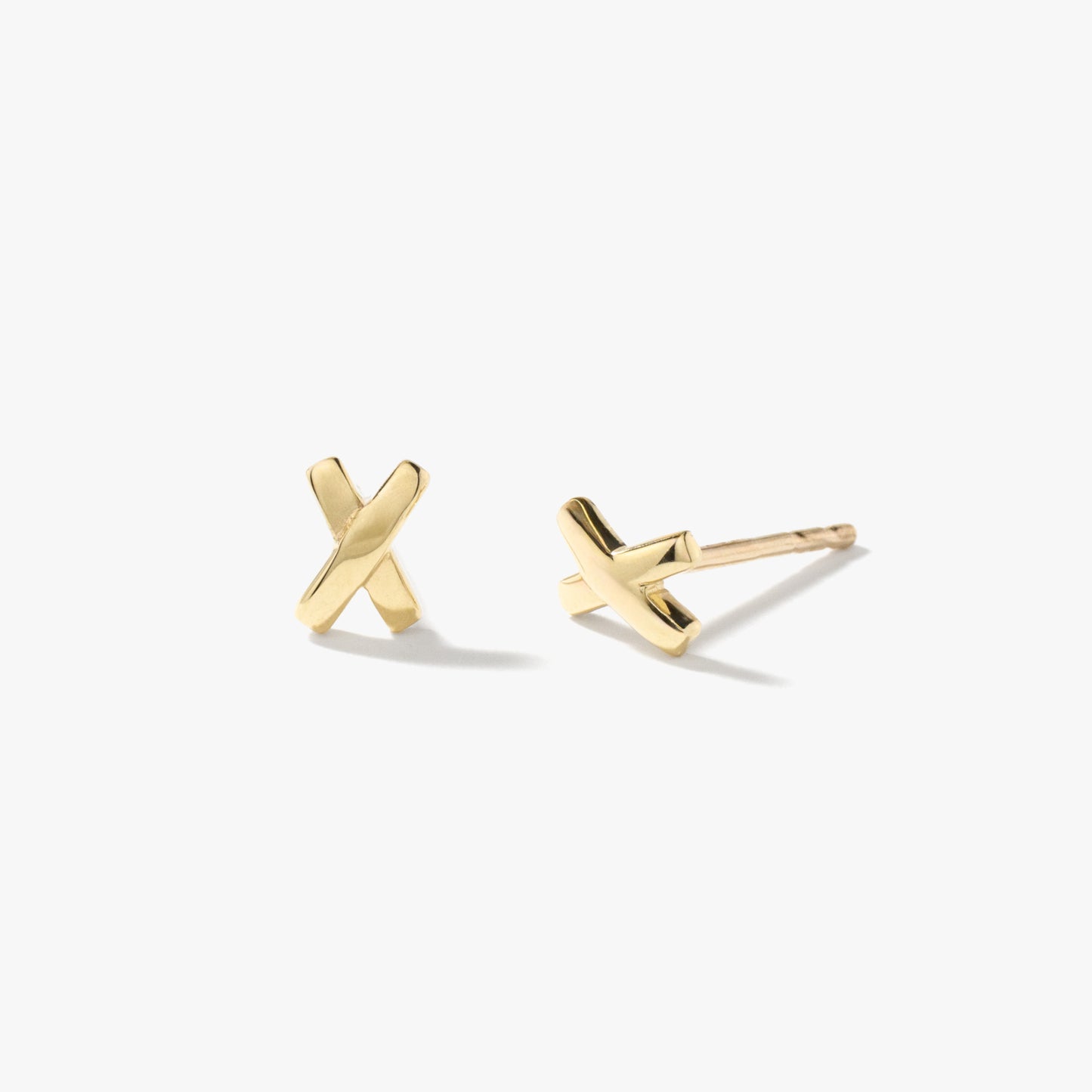 X Stud Earrings in 10K Yellow Gold