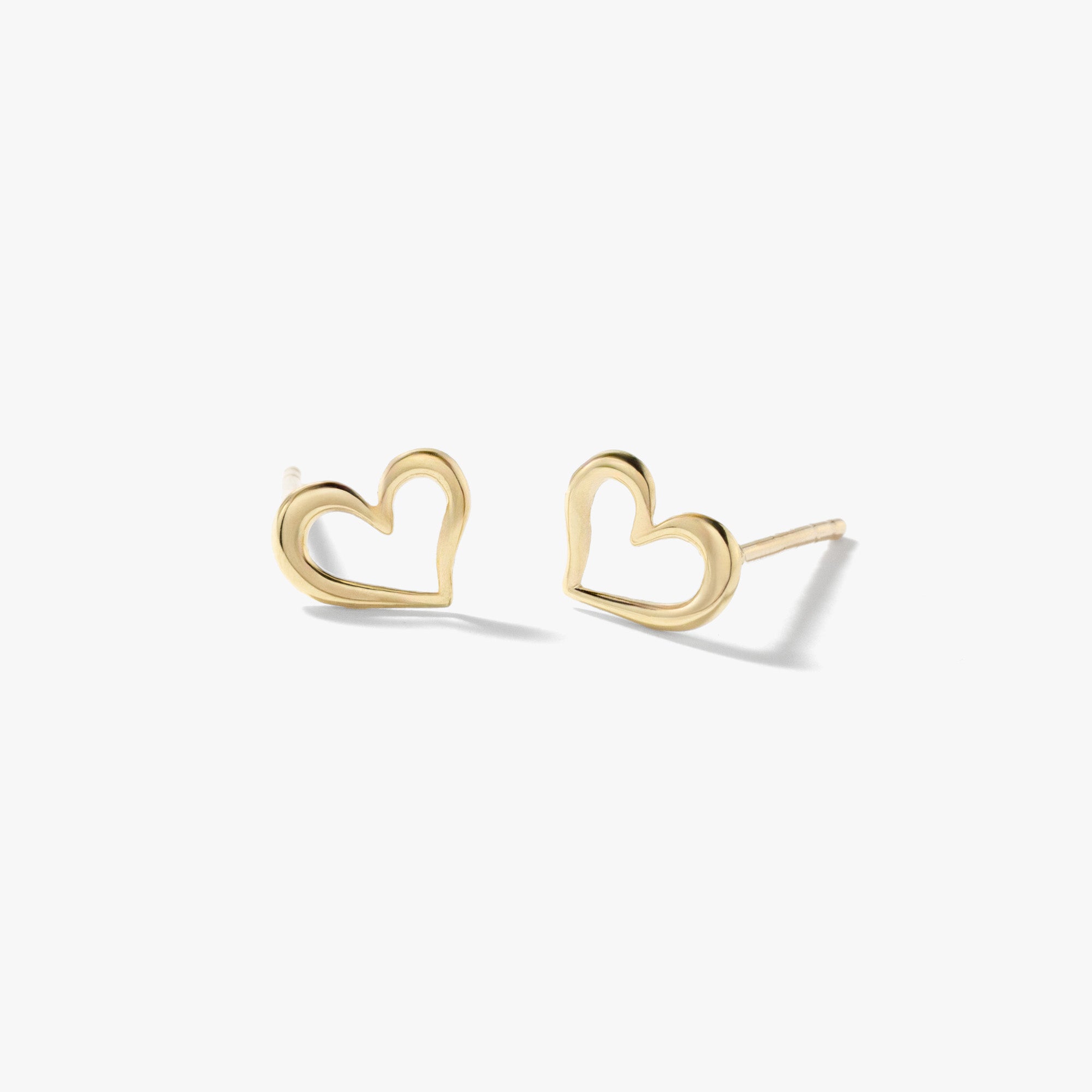 Heart Stud Earrings in 10K Yellow Gold