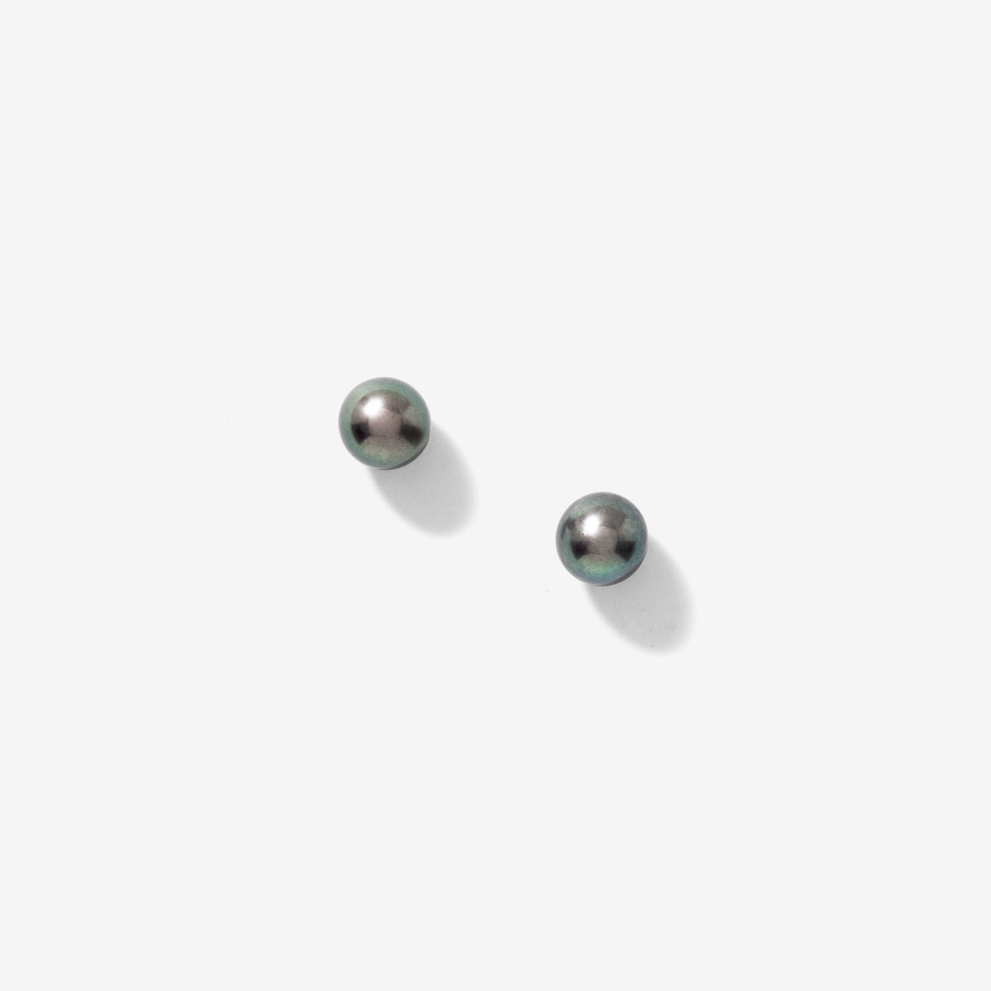 5-5.5mm Black Cultured Pearl Stud Earrings in 14K White Gold