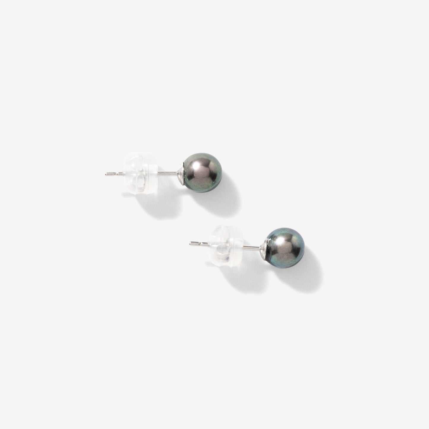 5-5.5mm Black Cultured Pearl Stud Earrings in 14K White Gold