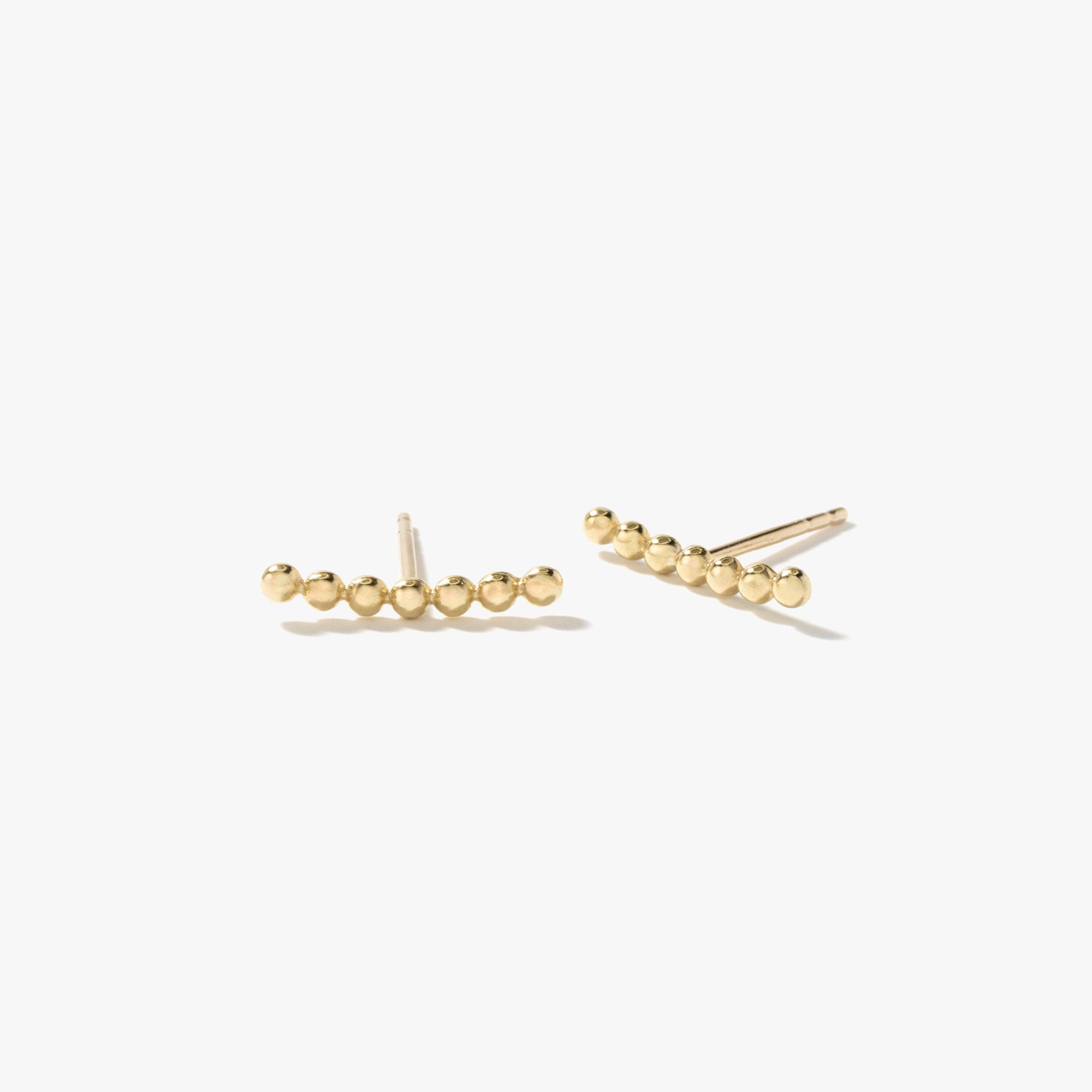 Link Bead Stud Earrings in 10K Yellow Gold
