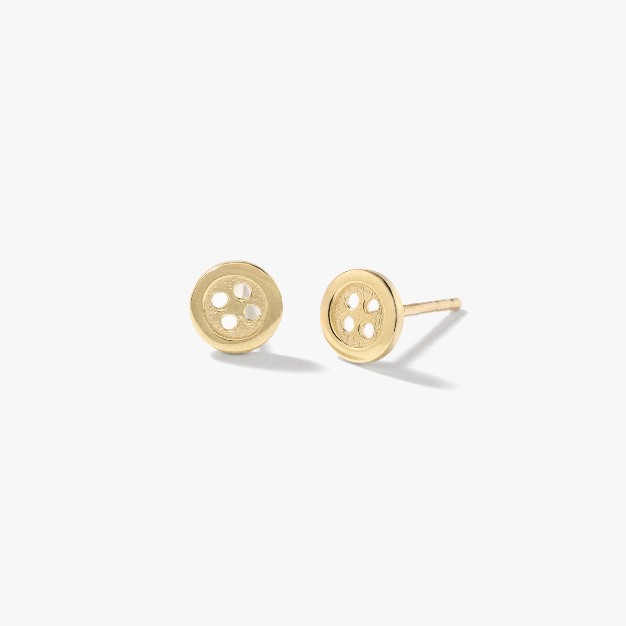 Button Stud Earrings in 10K Yellow Gold