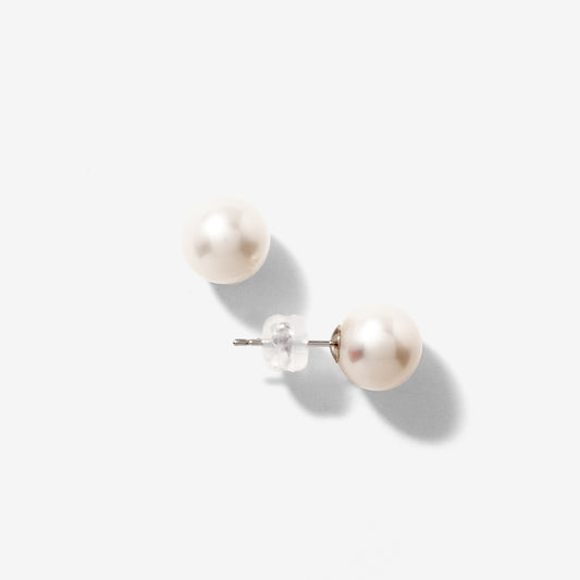 8-8.5mm Pearl Stud Earrings in 14K White Gold
