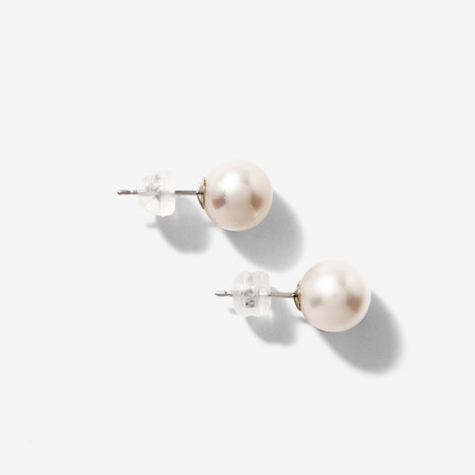 8-8.5mm Pearl Stud Earrings in 14K White Gold