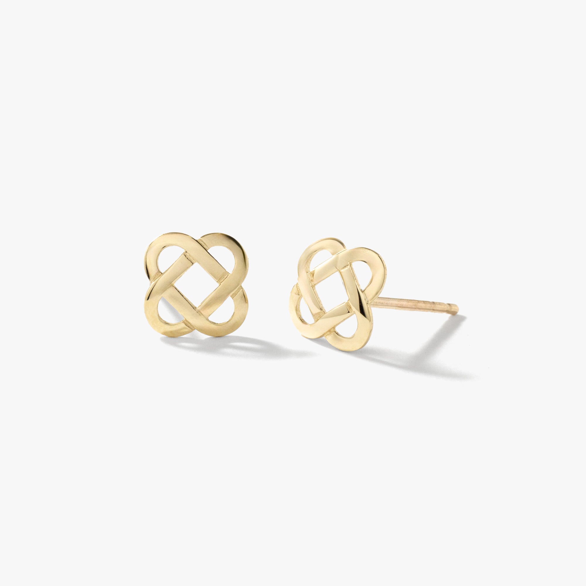 Trinity Knot Stud Earrings in 10K Yellow Gold