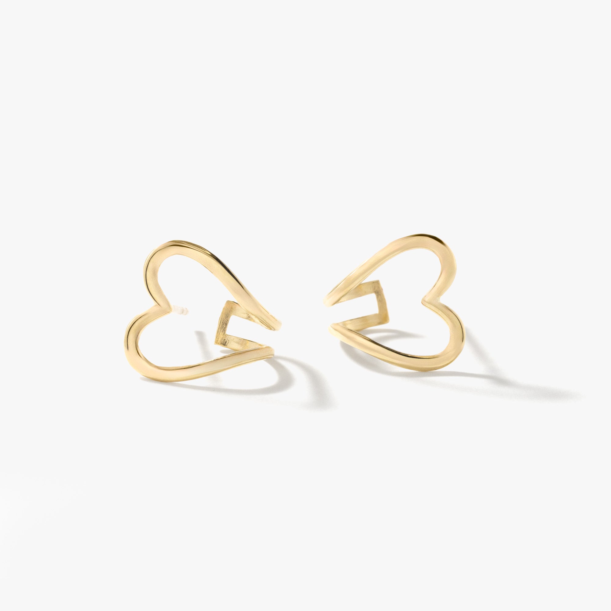 Heart Stud Earrings in 10K Yellow Gold