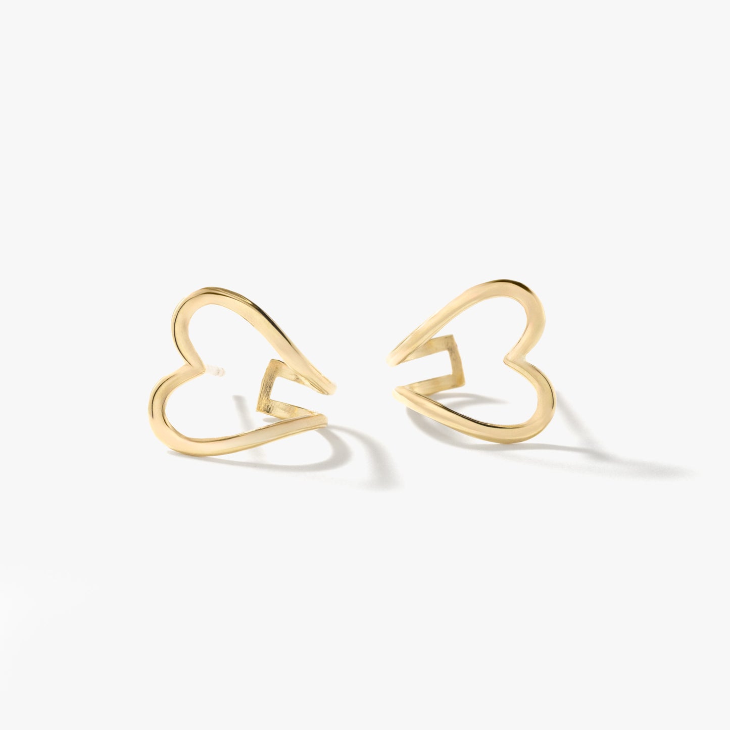 Heart Stud Earrings in 10K Yellow Gold