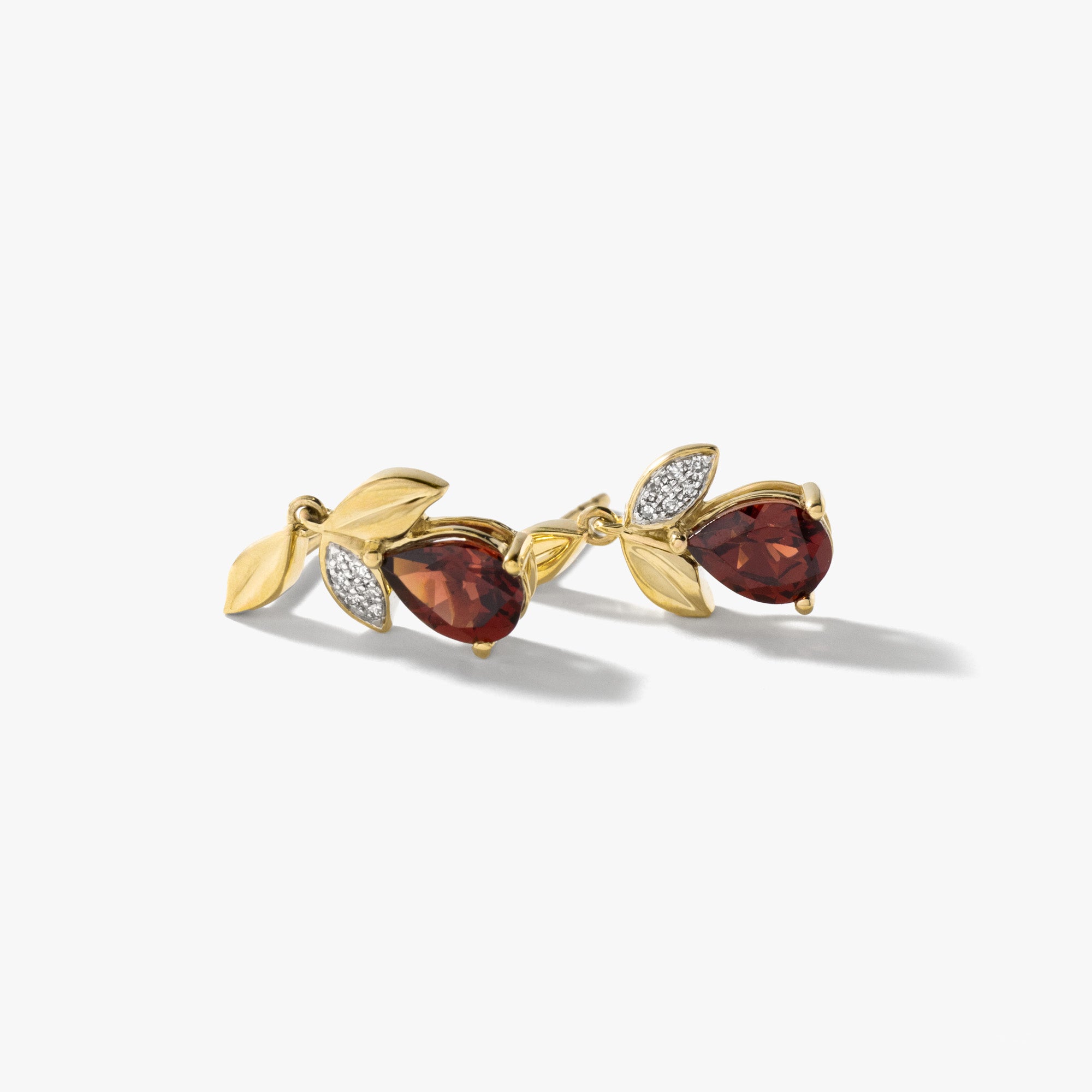 Pear Shape Garnet Earrings in 10K Yellow Gold