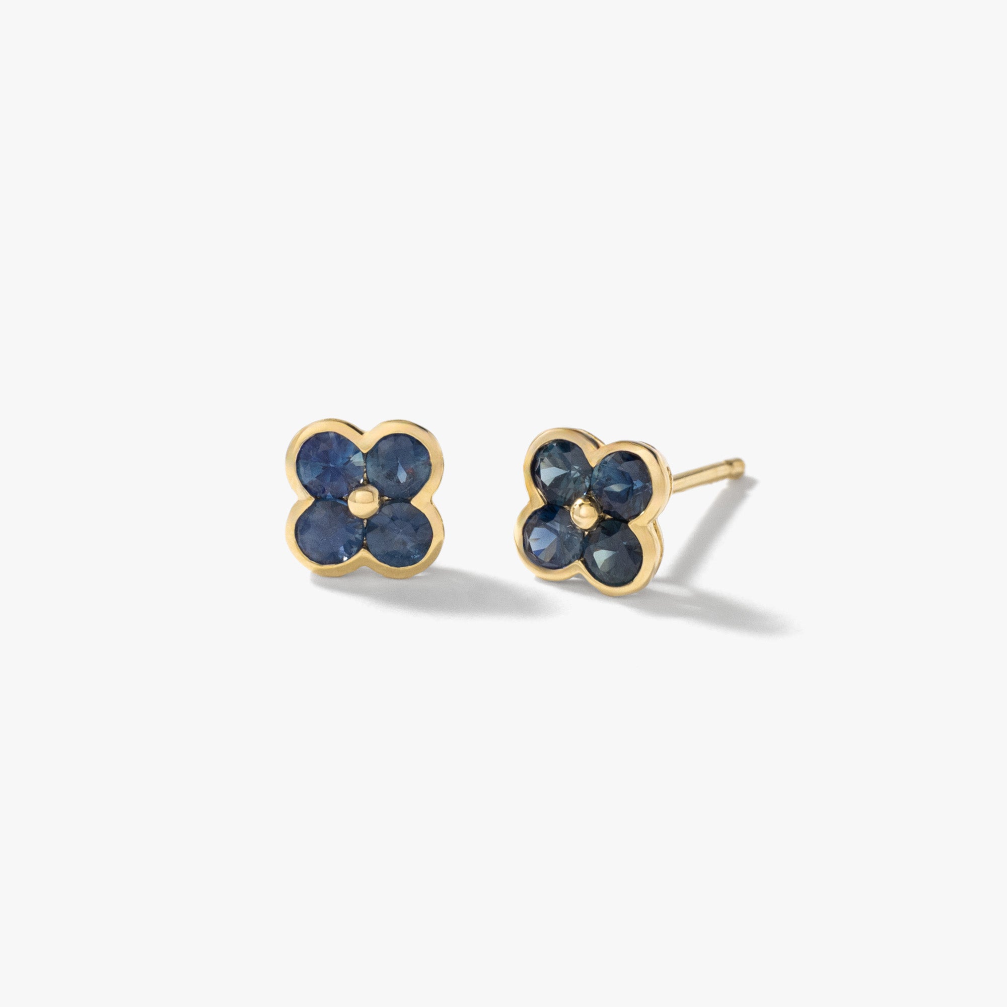 Sapphire Flower Earring in 10K Yellow Gold