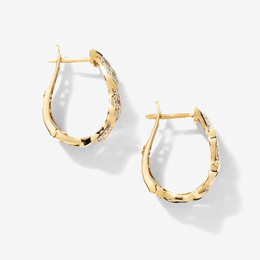 Diamond Wavy Hook Earrings in 10K Yellow Gold (1.00 ct tw)
