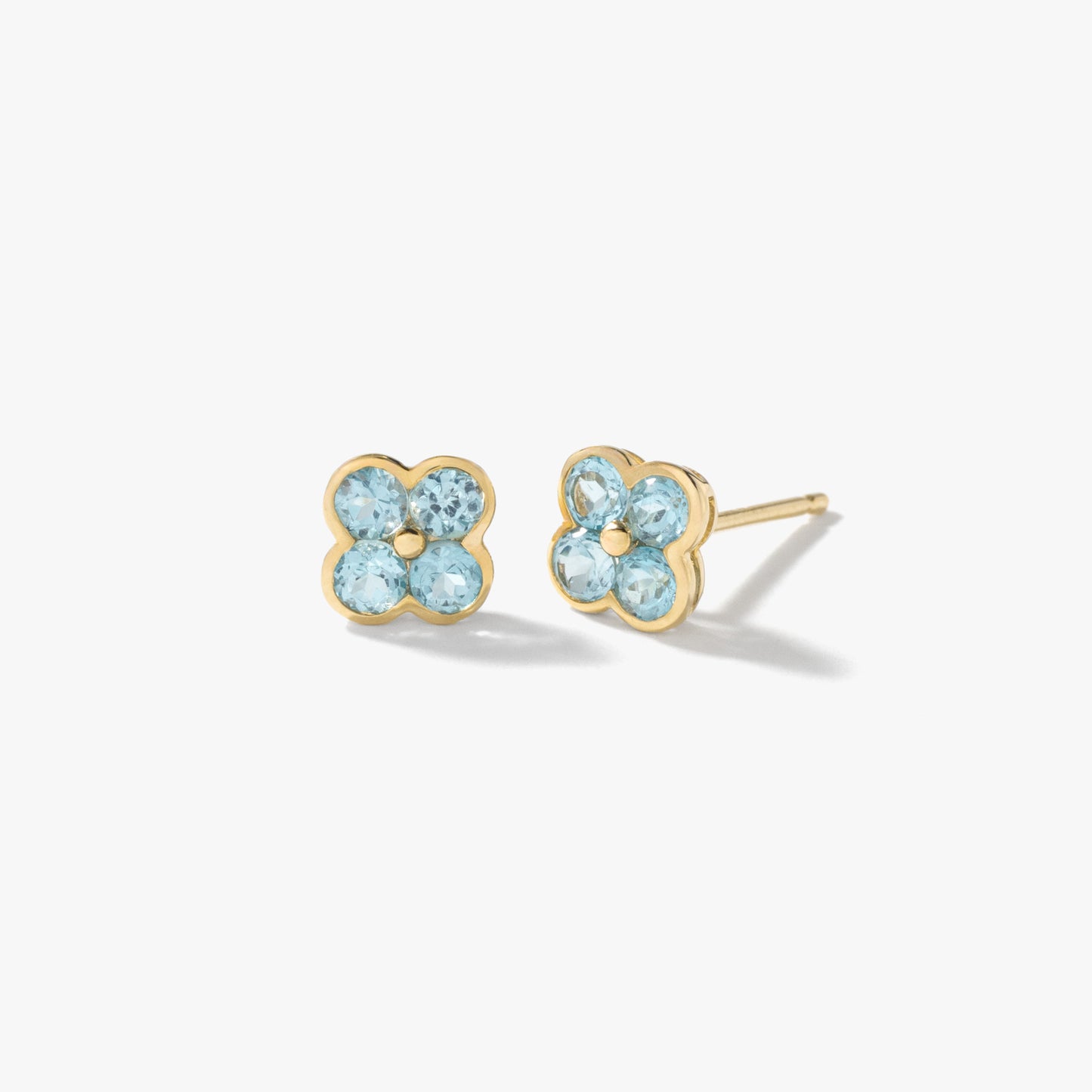 Blue Topaz Flower Earring in 10K Yellow Gold