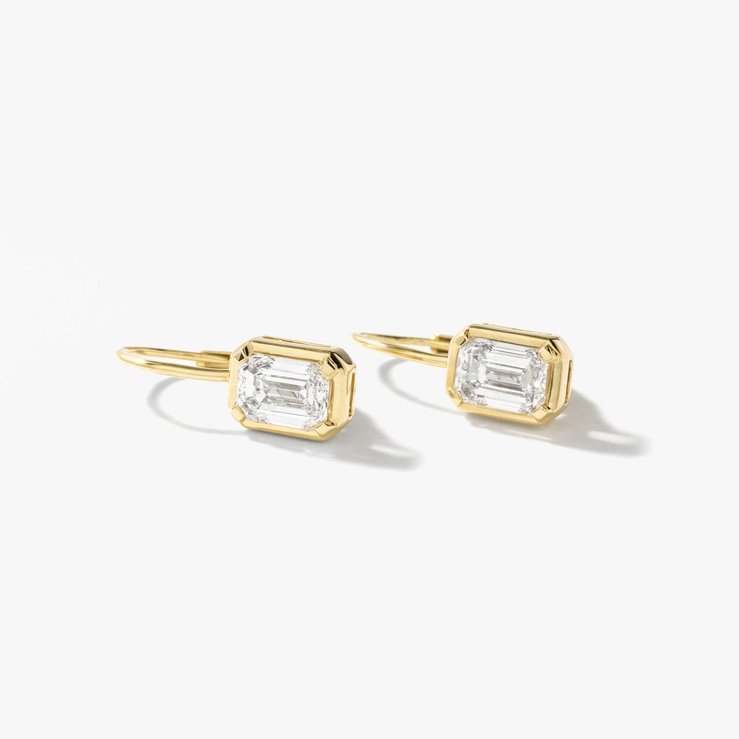 Lab Grown Emerald Shape Diamond Earrings in 10K Yellow Gold (1.50 ct tw)