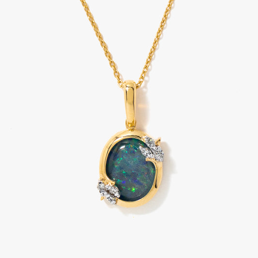 Dark Opal Necklace in 10K Yellow Gold