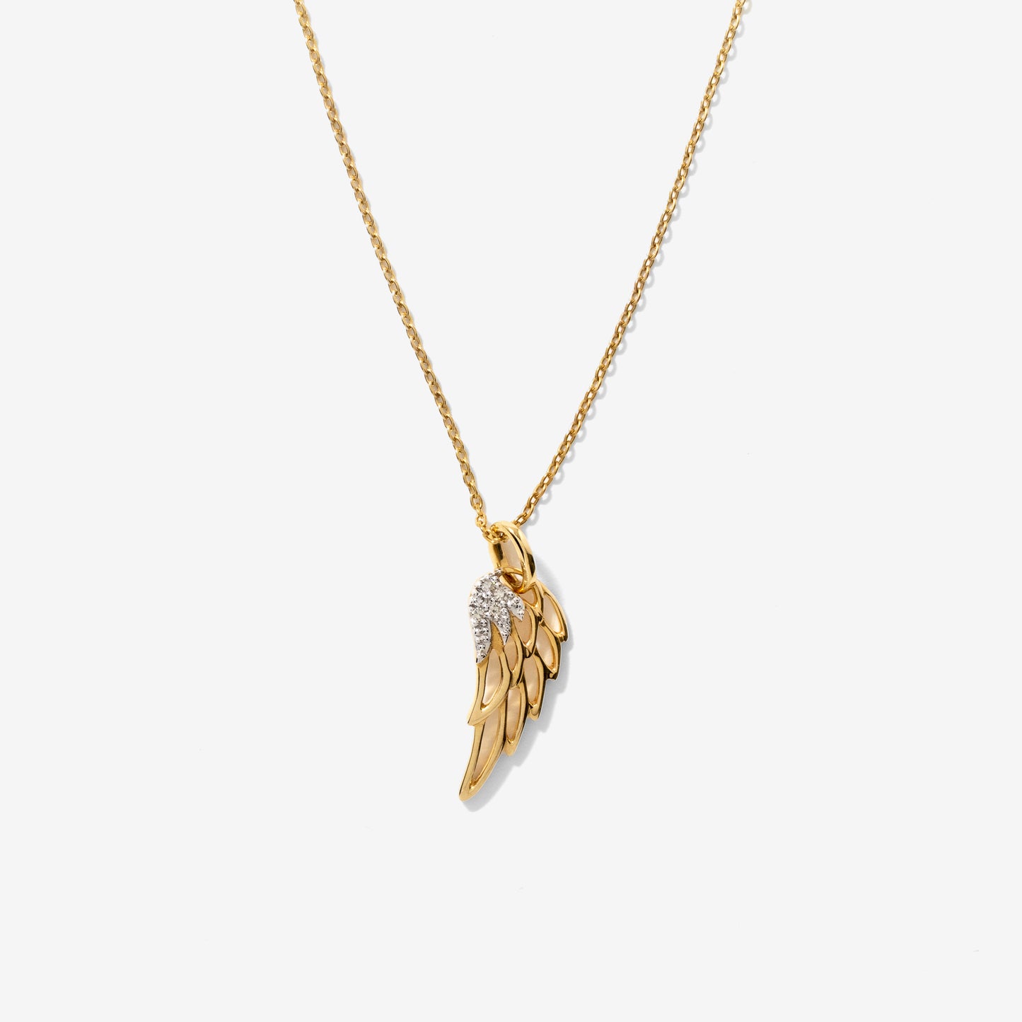 Diamond Angel Wing Necklace in 10K Yellow Gold (0.02 ct tw)