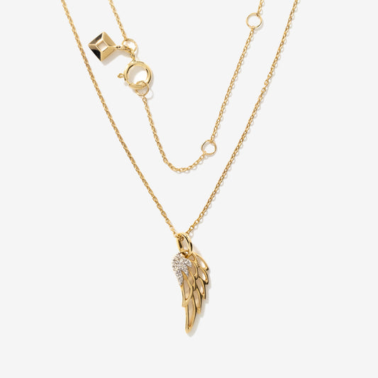 Diamond Angel Wing Necklace in 10K Yellow Gold (0.02 ct tw)