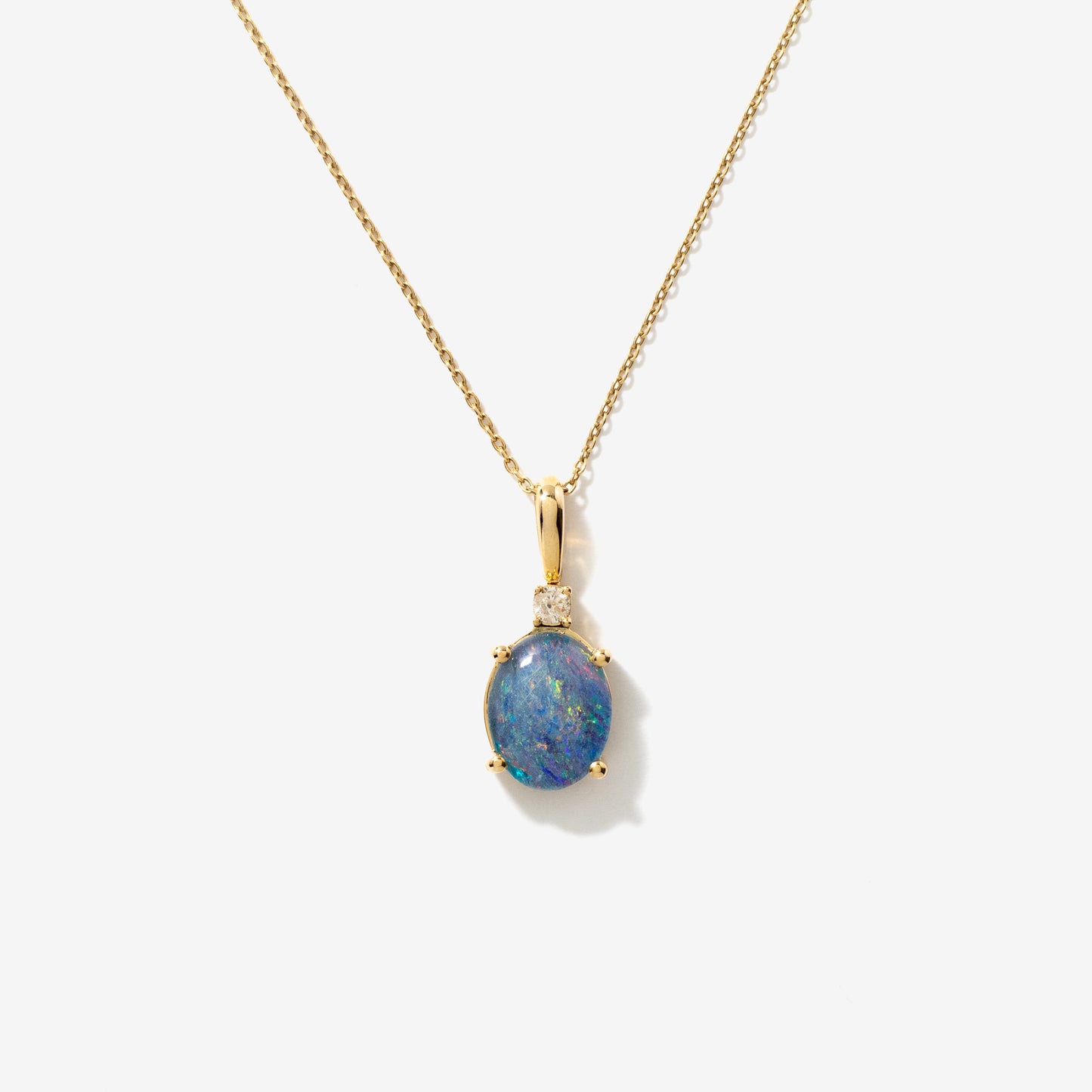 Doublet Opal Necklace in 10K Yellow Gold