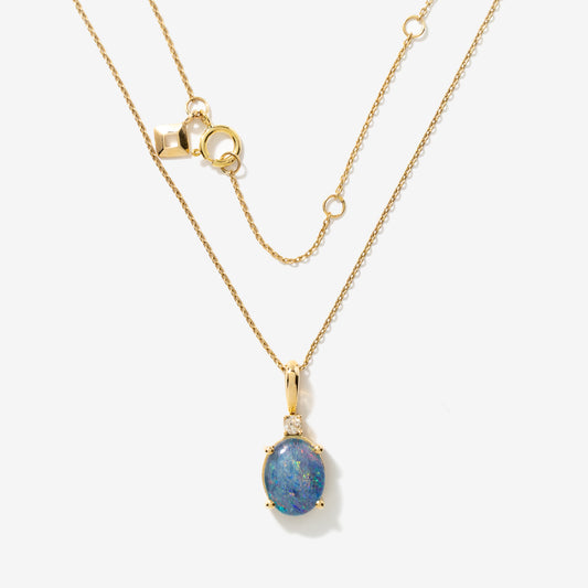 Doublet Opal Necklace in 10K Yellow Gold