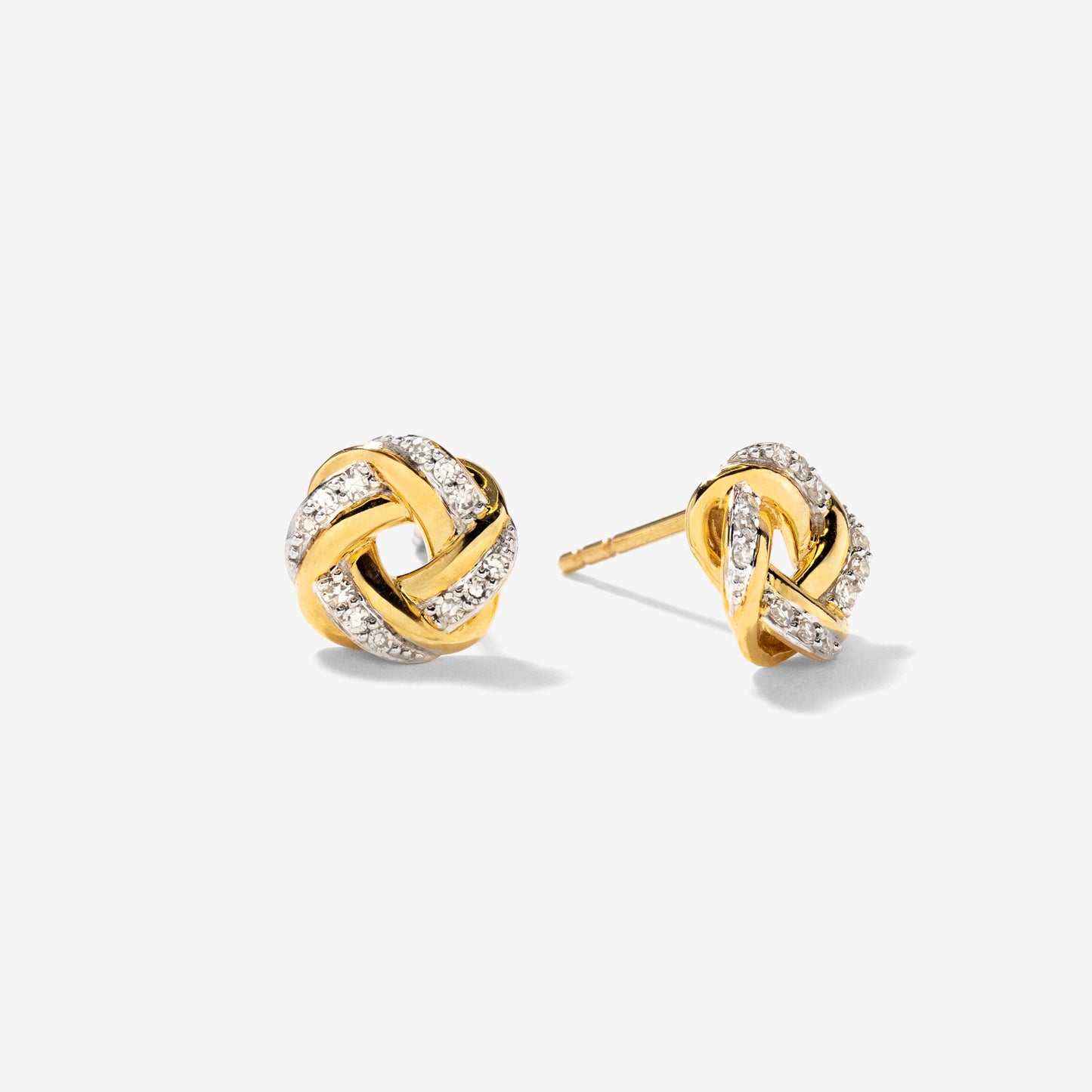 Diamond Love Knot Stud Earrings in 10K Yellow Gold (0.13 ct tw)