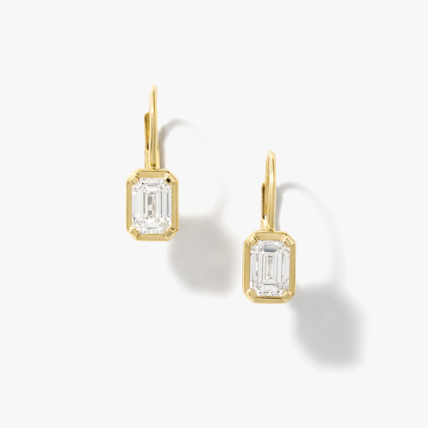 Lab Grown Emerald Shape Diamond Earrings in 10K Yellow Gold (1.50 ct tw)